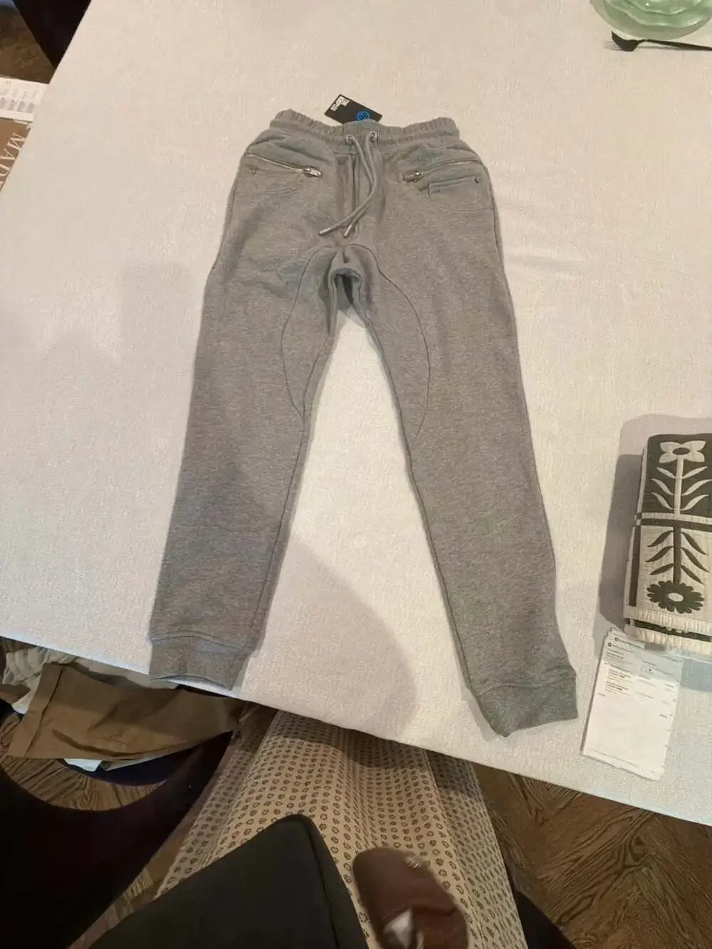 The Kooples Cotton & Badge Grey Drop-Crotch Jogger Sweatpants size S mens